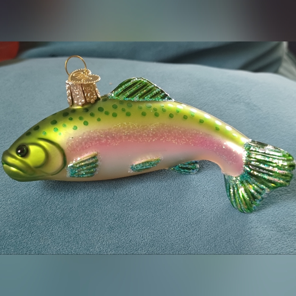 Old World Christmas Glass Rainbow Trout Fish Ornament
